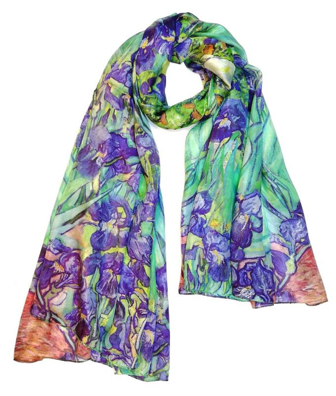 Scarf 100% Silk Paj Green Blue Red